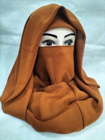 Plain Niqab Ready to Wear - Mustard