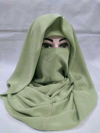 Plain Niqab Ready to Wear - Pista Green