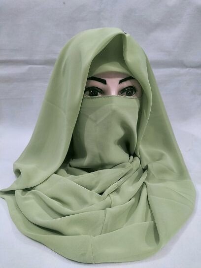 Plain Niqab Ready to Wear - Pista Green