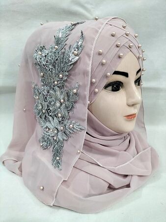 Pearl Floral Ready to Wear with Silver Bunch - Design 2 - Dirty Purple