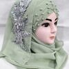 Pearl Floral Ready to Wear with Silver Bunch - Design 2 - Pista Green