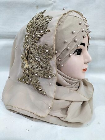 Pearl Ready to Wear with Golden Bunch - Nude Brown