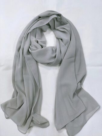 Plain Maxi Chiffon Scarf - Light Grey