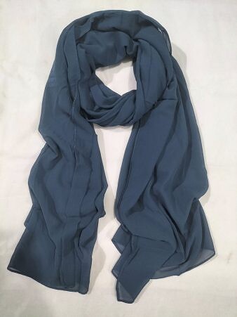 Plain Maxi Chiffon Scarf - Navy Blue