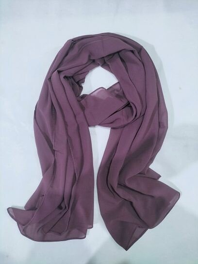 Plain Maxi Chiffon Scarf - Plum