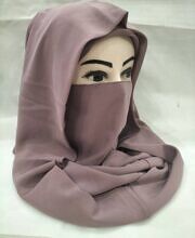 Plain Niqab Ready to Wear - Dirty Purple