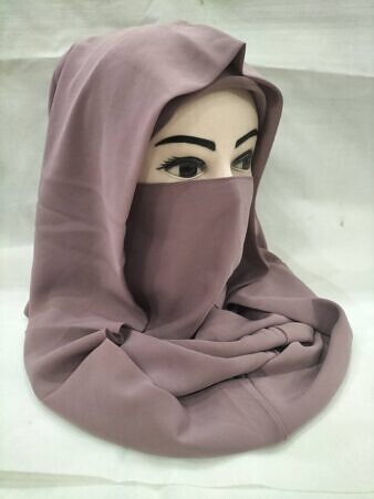 Plain Niqab Ready to Wear - Dirty Purple