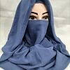 Plain Niqab Ready to Wear - Steel Blue