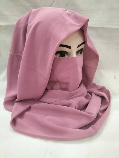 Plain Niqab Ready to Wear - Tea Pink