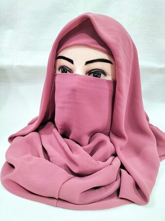 Plain Niqab Ready to Wear - Tea Pink