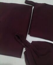 Plain Three Piece Matching Hijab Set - Burgundy