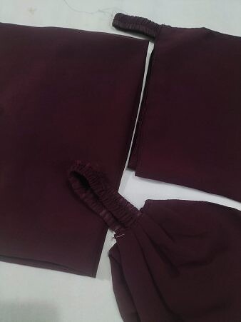 Plain Three Piece Matching Hijab Set - Burgundy