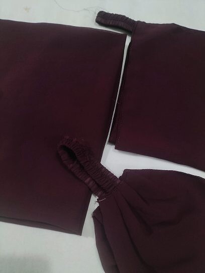 Plain Three Piece Matching Hijab Set - Burgundy