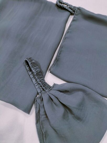 Plain Three Piece Matching Hijab Set - Steel Grey