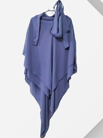 Three Layer Khimar with Niqab Ready to Wear - Iris