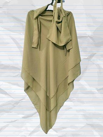 Khimar with Niqab Ready to Wear - Light Olive Green