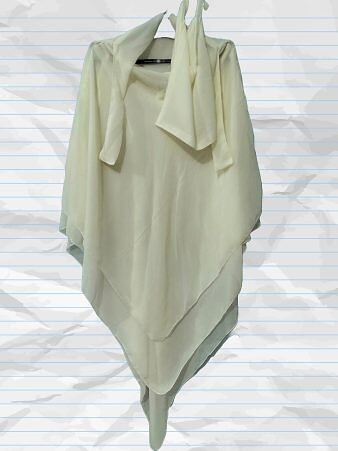 Three Layer Khimar with Niqab Ready to Wear - Vanilla