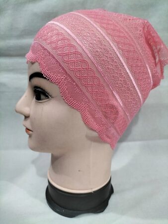 Lace Hijab Band - Coral Pink