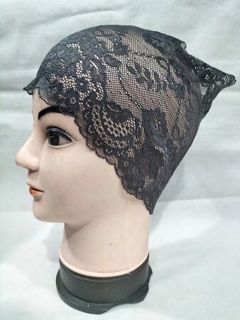 Lace Hijab Band - Dark Grey