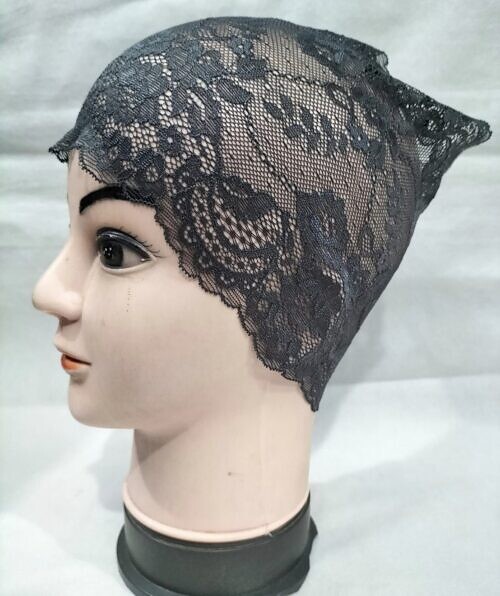 lace hijab band dark grey design 2