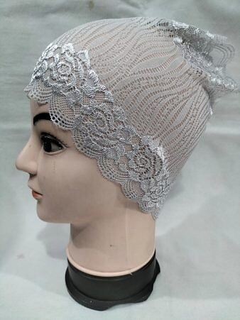 Lace Hijab Band - Light Grey