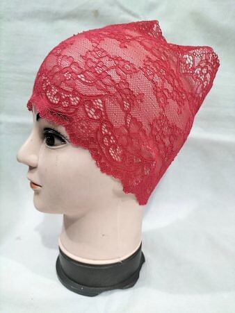 Lace Hijab Band - Red (Design 2)