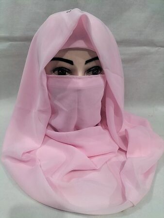 Plain Niqab Ready to Wear - Baby Pink