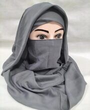 Plain Niqab Ready to Wear - Dark Grey