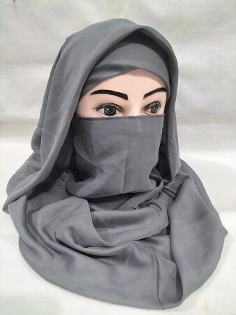 Plain Niqab Ready to Wear - Dark Grey Plain Niqab Ready to Wear - Dark Grey