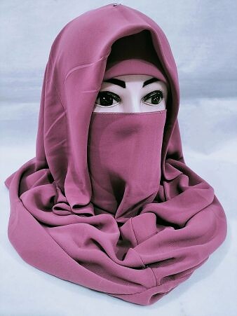 Plain Niqab Ready to Wear - Dark Tea Pink