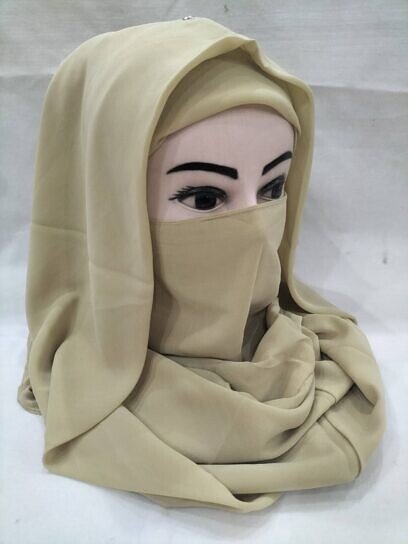 Plain Niqab Ready to Wear - Fawn