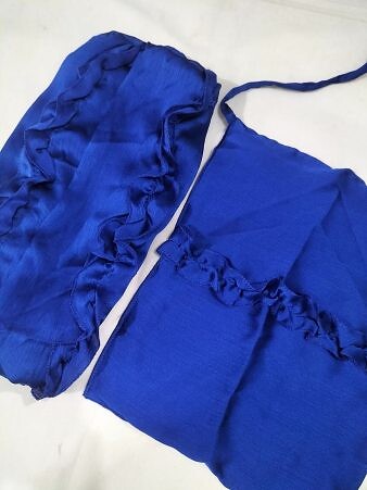 Crown Crinkle Silk Hijab Set - Blue