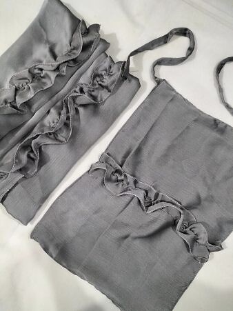 Crown Crinkle Silk Hijab Set - Grey