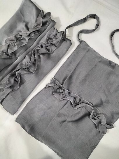 Crown Crinkle Silk Hijab Set - Grey