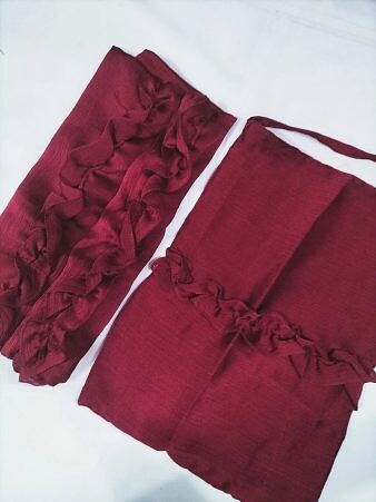 Crown Crinkle Silk Hijab Set - Maroon