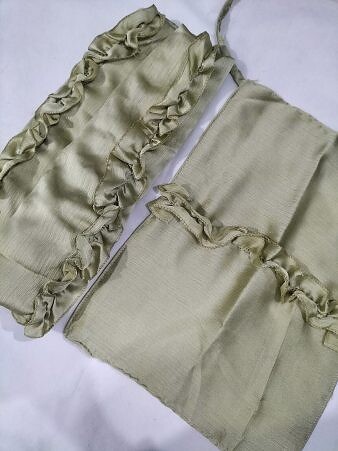 Crown Crinkle Silk Hijab Set - Olive Green