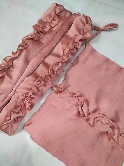 Crown Crinkle Silk Hijab Set - Pink