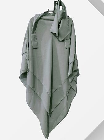 Three Layer Khimar with Niqab Ready to Wear - Light Fern Green