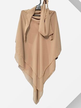 Three Layer Khimar with Niqab Ready to Wear - Light Golden