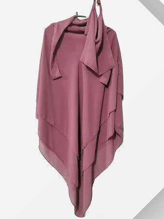 Three Layer Khimar with Niqab Ready to Wear - Mauve