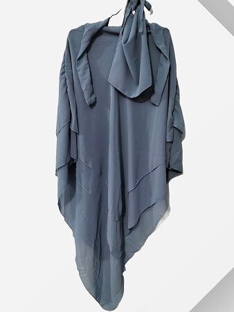 Khimar with Niqab Ready to Wear - Steel Grey
