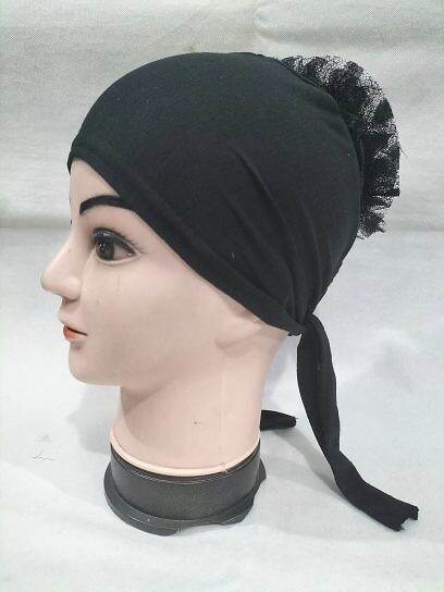 Light Volumizer Tie Back Bonnet - Black