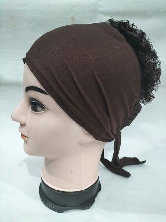 Light Volumizer Tie Back Bonnet - Brown