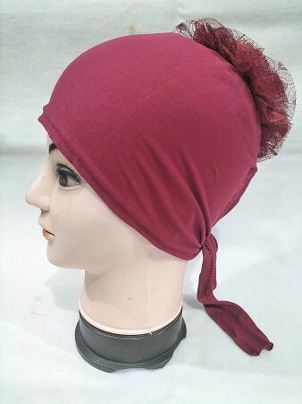 Light Volumizer Tie Back Bonnet - Maroon