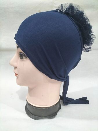 Light Volumizer Tie Back Bonnet - Navy Blue