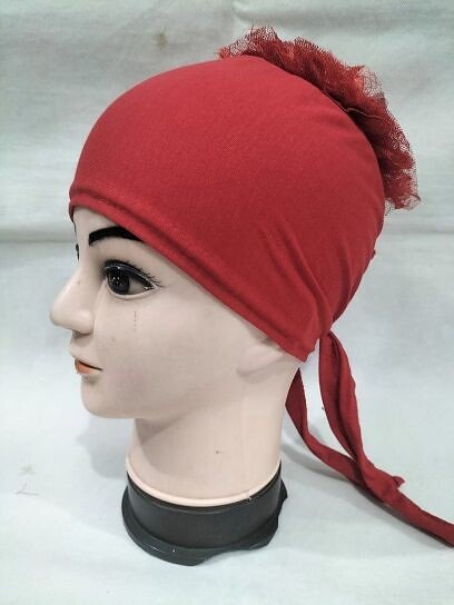 Light Volumizer Tie Back Bonnet - Red