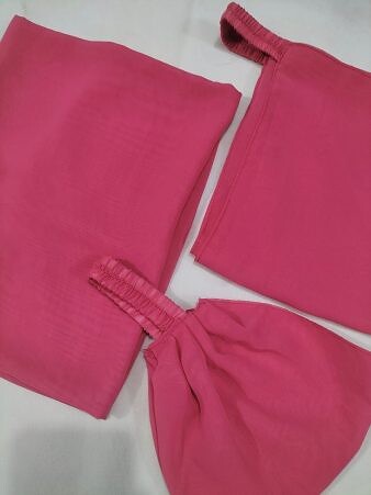 Plain Three Piece Matching Hijab Set - Crimson Pink Plain Three Piece Matching Hijab Set - Crimson Pink