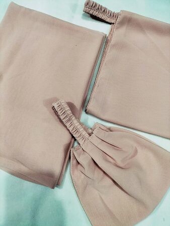 Plain Three Piece Matching Hijab Set – Nude