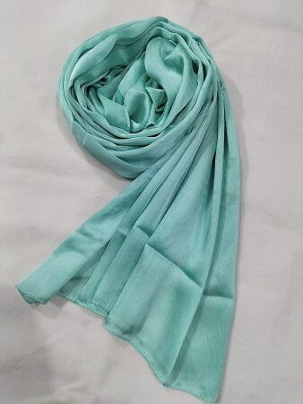 Crinkle Silk Scarf - Cyan