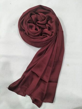 Crinkle Silk Scarf - Maroon